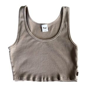 TNA Aritzia Ribbed Taupe Crop Tank Top Size M